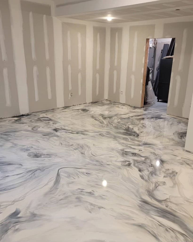 Gray Marble metallic epoxy floor — Central New York